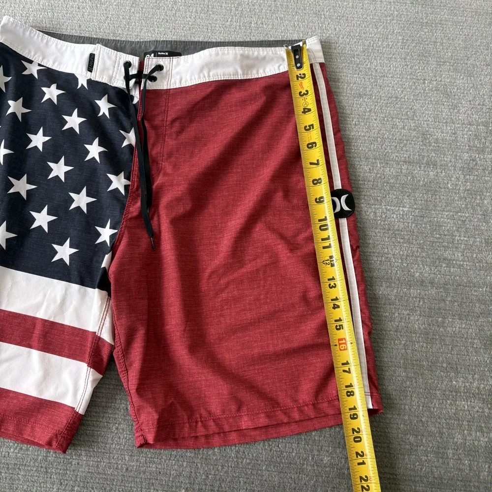 Hurley Board Shorts Swim Men 34 American Flag Americana Beach Surf Patriotic